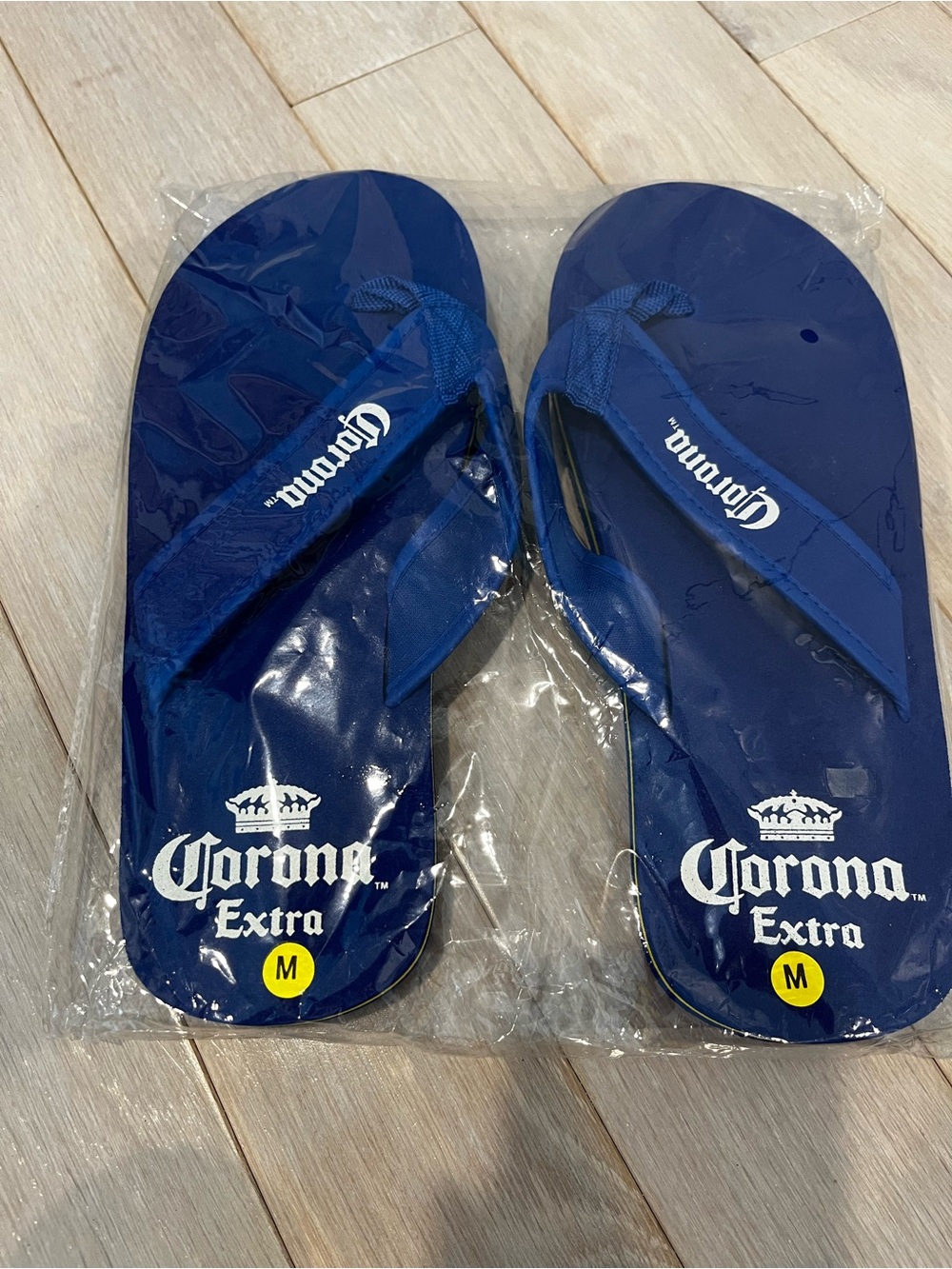 Corona Blue Flip Flops with White Logo unisex Size Medium